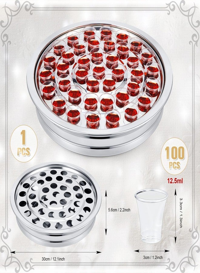 Zhehao 1 Pcs Communion Trays for Churches Set Church Supplies Plates for Church with Disposable Cups (Silver) - Image 2